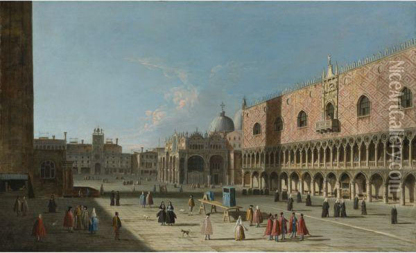 Venice, The Piazza San Marco From The Piazzetta Oil Painting - (Giovanni Antonio Canal) Canaletto