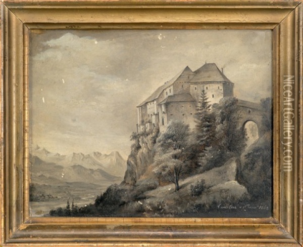 Die Hollenburg Mit Blick In Das Rosental Oil Painting - Caroline von Moro