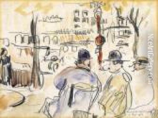 Terrasse Du Cafe De La Paix A Paris (1912) Oil Painting - Rik Wouters