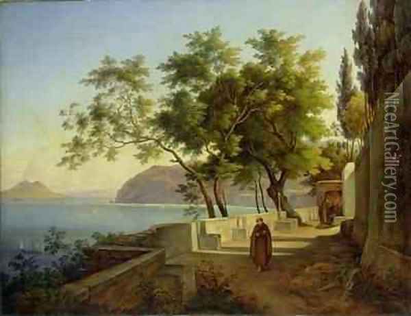 The Terrace of the Capucins in Sorrento Oil Painting - Joachim Faber