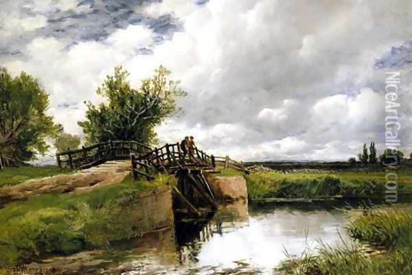 Black Bridge on the Ouse, 1891 Oil Painting - Edmund Morison Wimperis