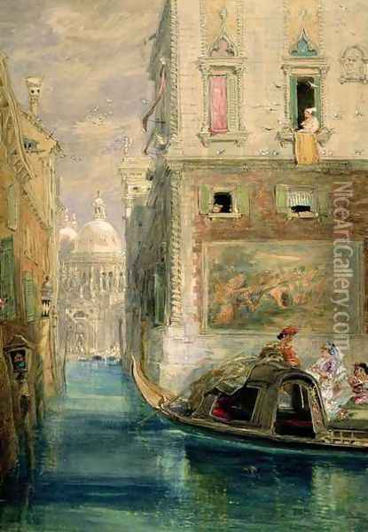 The Gondola Venice with Santa Maria della Salute in the Distance Oil Painting - James Holland
