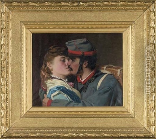 Il Bacio Del Soldato Oil Painting - Carlo Ademollo