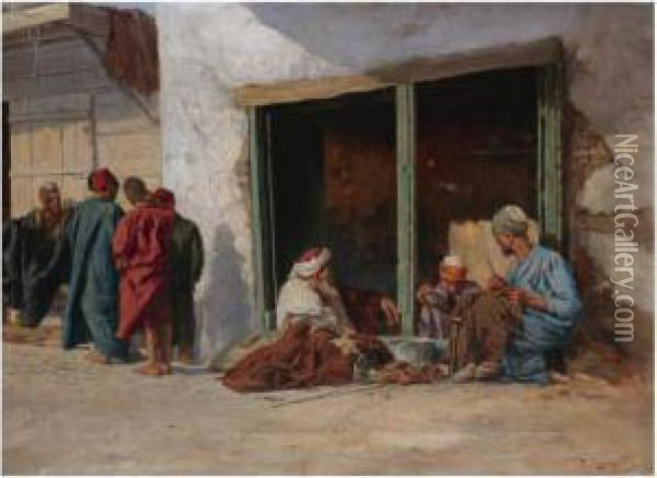 The Shoemakers Oil Painting - Pericles Tsirigotis