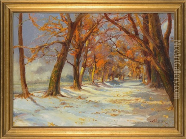 In Winter Sun Oil Painting - Korwin Mieczysiaw Piotrowski