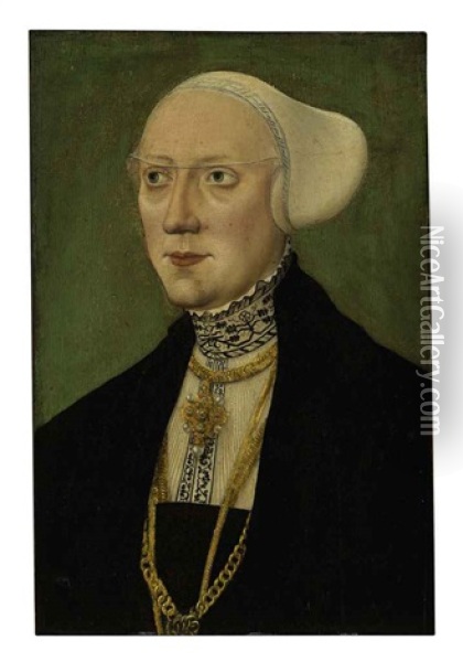 Portrait Of Maria Jacobaa Von Baden, Wife Of Duke Wilhelm Iv Of Bavaria Oil Painting - Hans Schoepfer