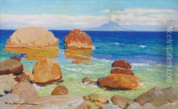 Skaly Na Capri Oil Painting - Feliks M. Wygrzywalski