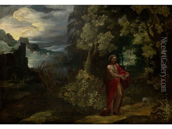 Johannes Der Taufer In Einer Landschaft Oil Painting - Paul Bril
