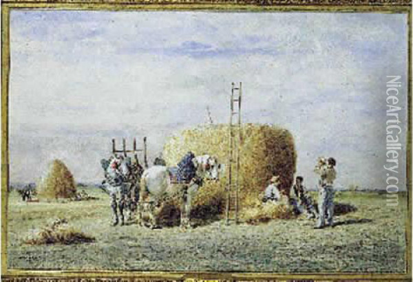 Le Gouter Des Moissonneurs Oil Painting - Jules Jacques Veyrassat