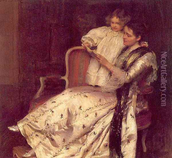 Mrs. Noel Guinness and her Daughter, Margaret Oil Painting - Walter Frederick Osborne