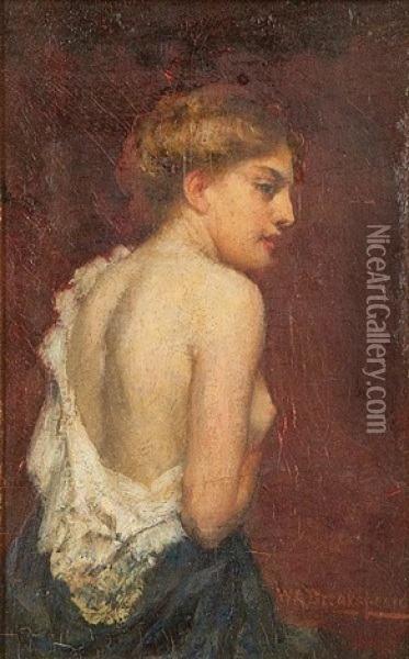 Half-nude, Backside Oil Painting - William A. Breakspeare