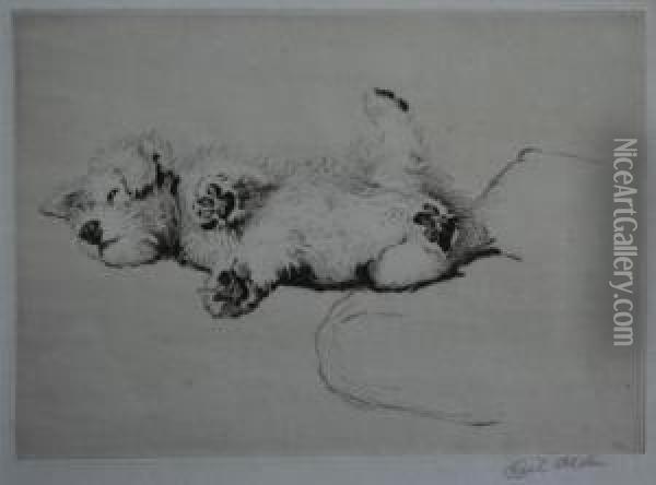 Terrier Reclining Oil Painting - Cecil Charles Aldin