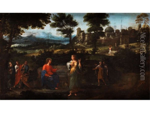 Christus Und Die Samariterin An Der Quelle Oil Painting - Giovanni Battista Viola