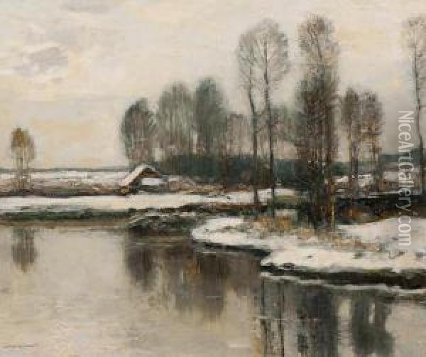 Winter Landscape Oil Painting - Louis Willem Van Soest