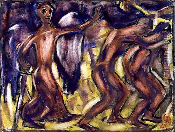 The Expulsion from Paradise, 1920 Oil Painting - Christian Rohlfs