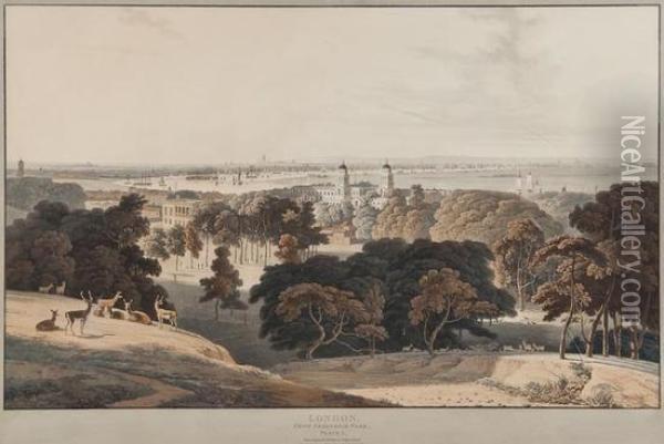 London, From Greenwich Park Oil Painting - William Daniell RA