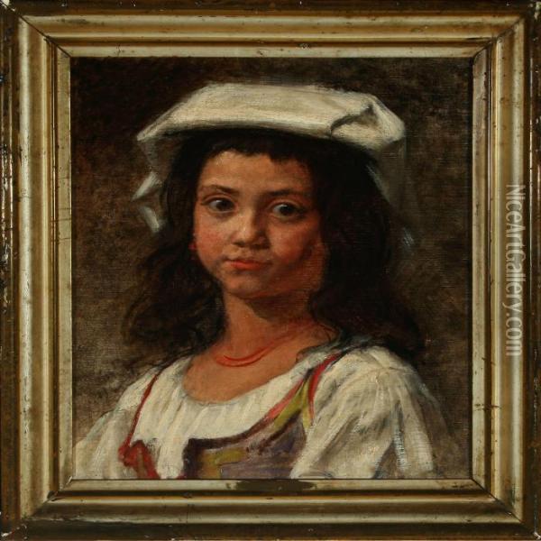 Portrait Of A Young Italian Girl Oil Painting - Wilhelm Marstrand