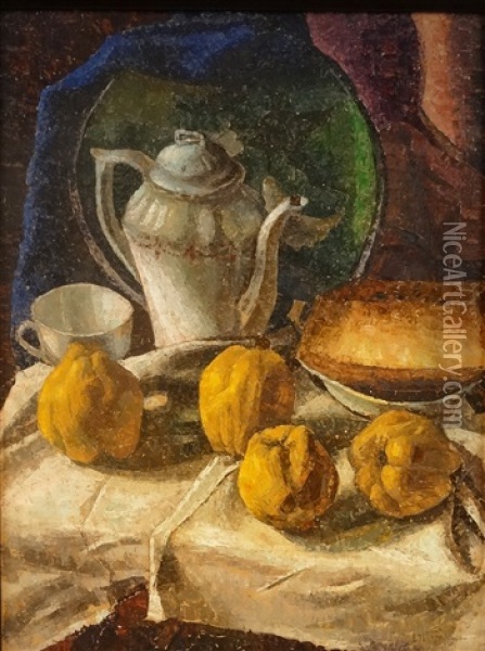 Still Life With Quinces And Tea-pot Oil Painting - Leon Viorescu