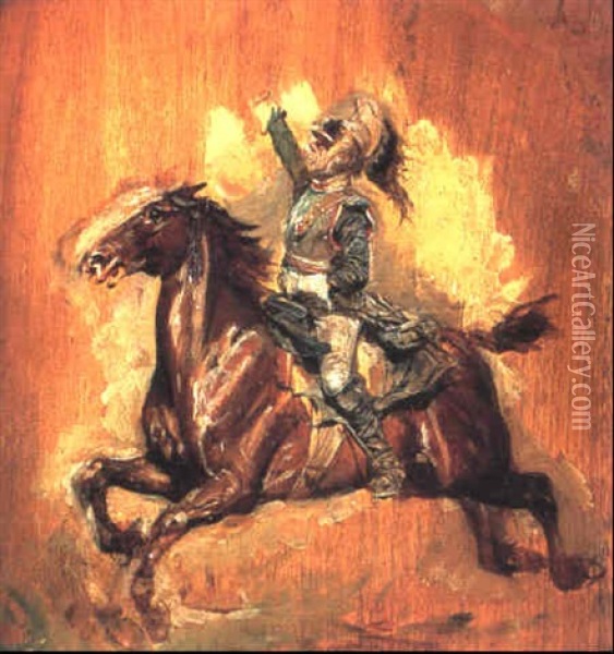 Le Cuirassier A Cheval Oil Painting - Ernest Meissonier
