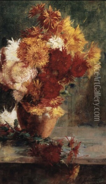 Chrysanthemums Oil Painting - Clara Southern
