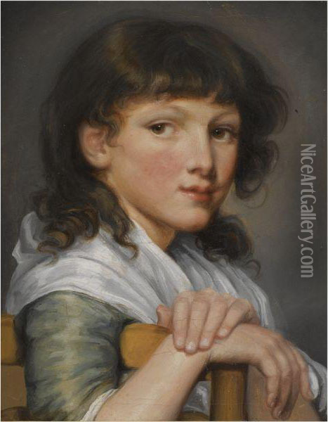 Portrait Of A Girl, Head And Shoulders Oil Painting - Jean Baptiste Greuze