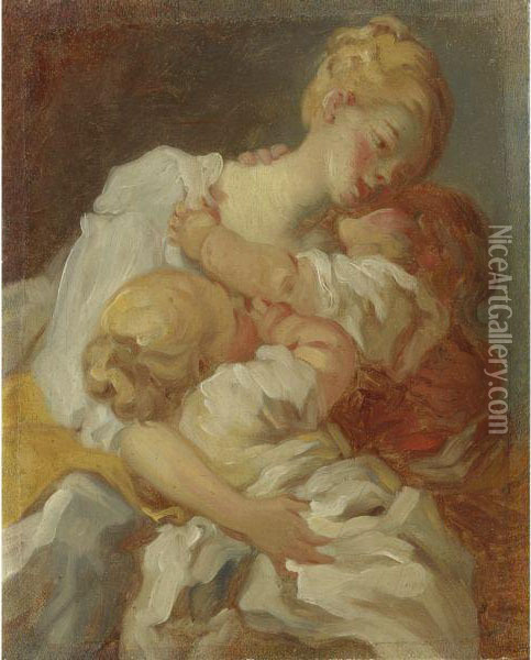 'les Baisers Maternels' Or 'les Jalousies De L'enfance' Oil Painting - Jean-Honore Fragonard