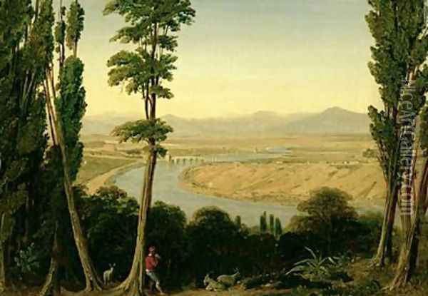 A View of the Tiber and the Roman Campagna from Monte Mario Oil Painting - William Linton
