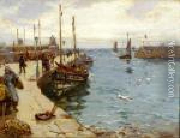 A Fishing Port On The East Coast Oil Painting - John William Gilroy