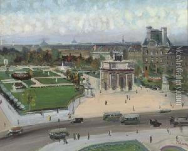Le Jardin Des Tuileries Oil Painting - Lucien Adrion
