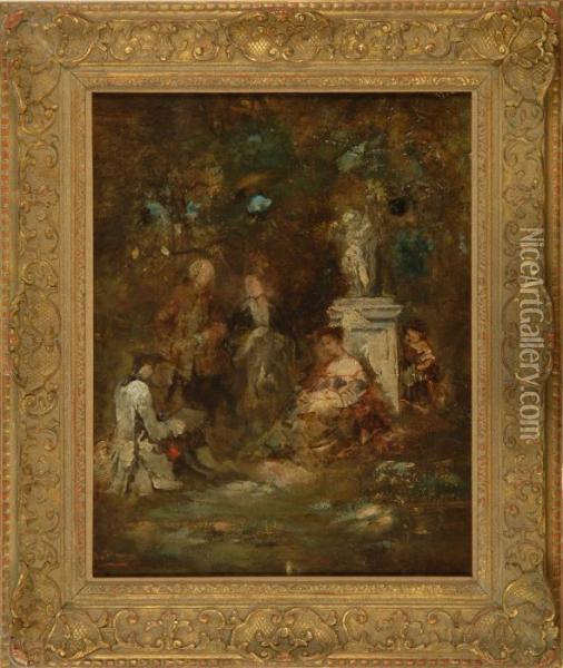 Figures In A Garden Oil Painting - Narcisse-Virgile D Az De La Pena
