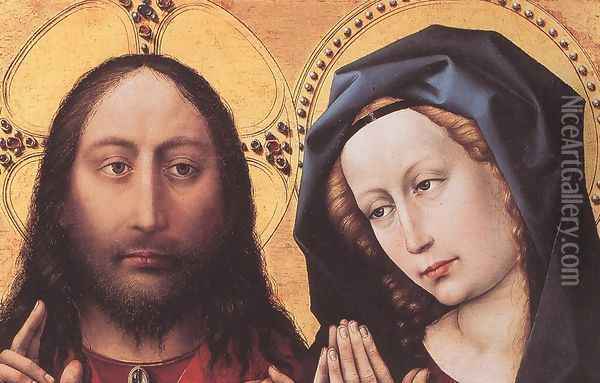 Blessing Christ and Praying Virgin c. 1424 Oil Painting - Robert Campin
