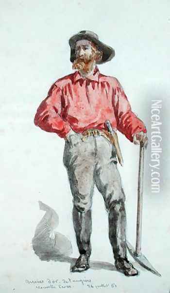 Portrait of a gold seeker in Nova Scotia, 1861 Oil Painting - Baron Dudevant Jean Francois Maurice Sand