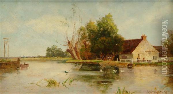 Buckenham Ford Onthe Yare Oil Painting - Ernst Walbourn