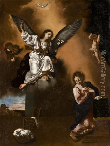 Anunciacion Oil Painting - Flaminio Torri