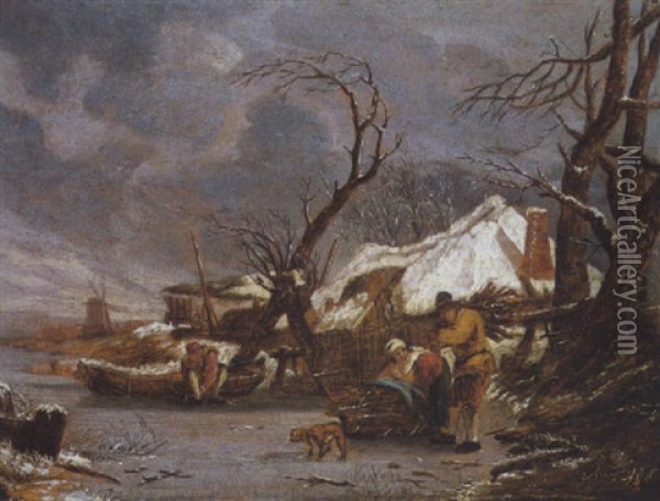 Winterlandschap Oil Painting - Thomas Heeremans