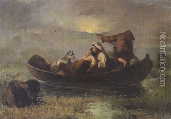Italienische Fischerfamilie Im Nachen Oil Painting - Giuseppe Raggio