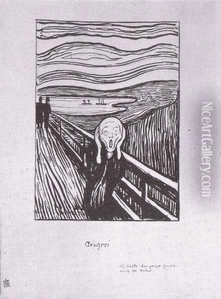 le cri lithographie 1895 Oil Painting - Edvard Munch