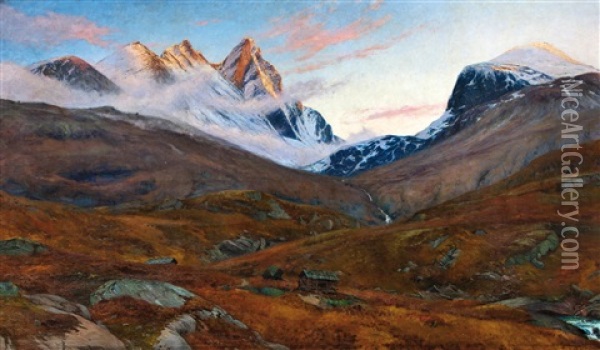 Store Skagastolstind Oil Painting - Haakon Jensen Kaulum