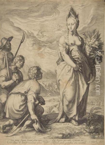 Ceres, Von Den Landleuten Verehrt. Oil Painting - Jan Pietersz. Saenredam