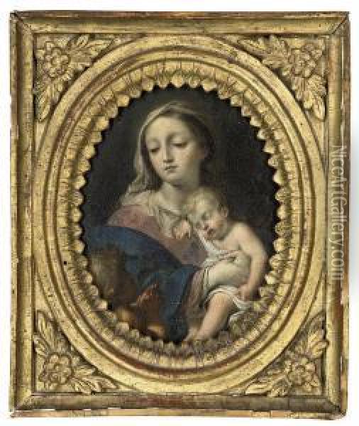 The Madonna And Child With The Infant Saint John The Baptist Oil Painting - Sebastiano Conca