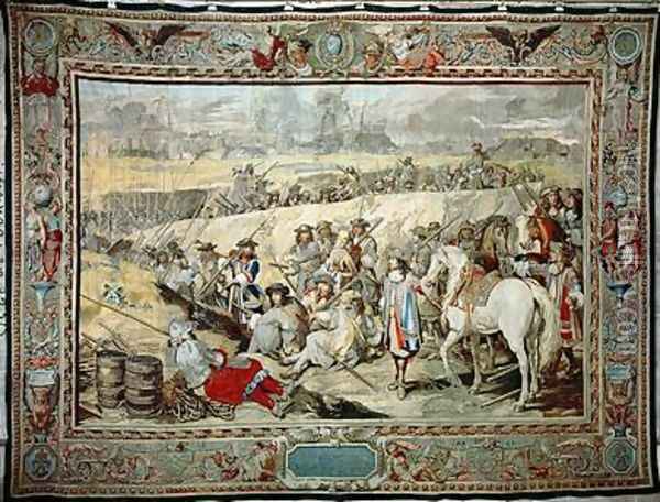 The Siege of Tournai Oil Painting - Charles Le Brun