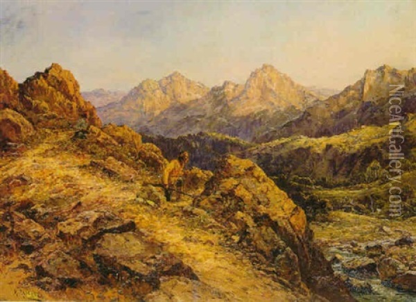 Morning, Colorado River, Arizona Oil Painting - Henry Raschen