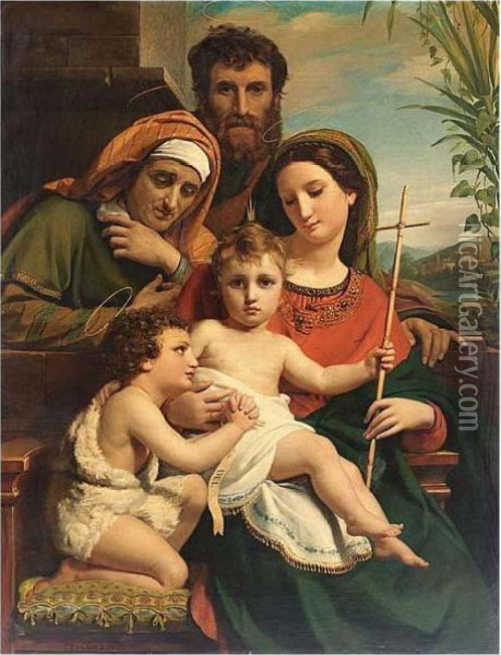 The Holy Family With Saint John The Baptist And Saint Elisabeth Oil Painting - Francois Joseph Navez