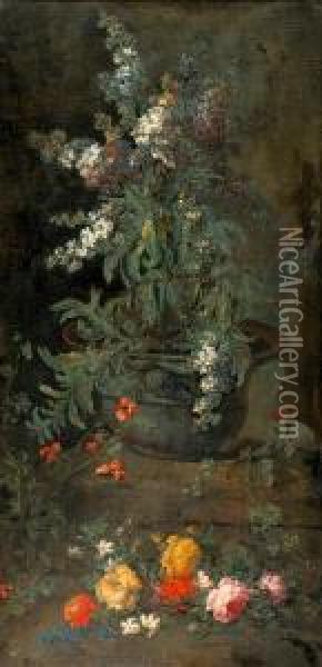 Blumenpracht In Einer Steinvase. Oil Painting - Margherita Caffi