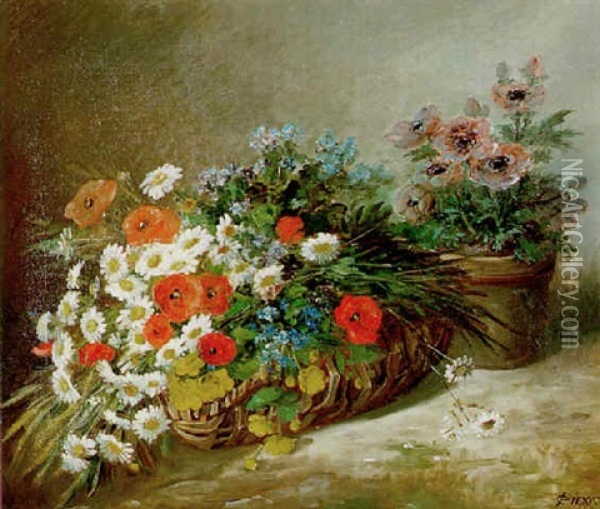 Bouquet De Fleurs Des Champs Oil Painting - Nicolas Constant Pierrat