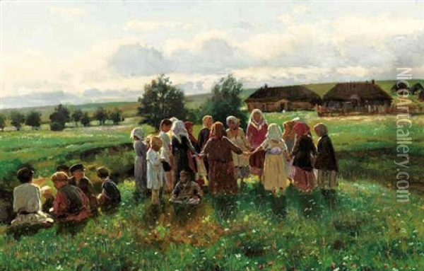 Children's Games Oil Painting - Vladimir Egorovich Makovsky