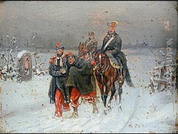 Zwei Deutsche Kavalleristen Oil Painting - Christian I Sell