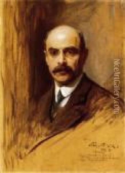 Man With A Moustache Oil Painting - Philip Alexius De Laszlo