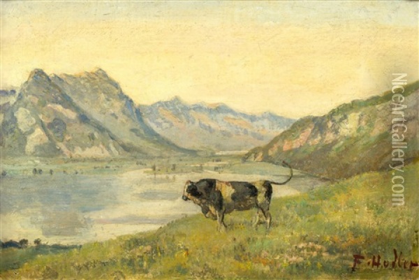 Thuner- Und Brienzersee Mit Freiburgerstier Oil Painting - Ferdinand Hodler