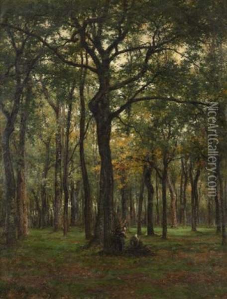 Gathering Twigs Oil Painting - Emile Renouf